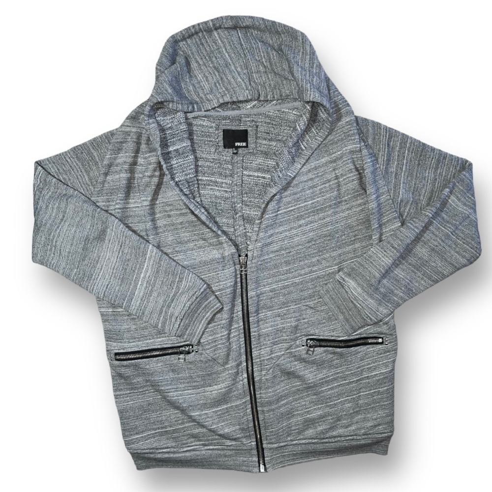 WILFRED FREE Aritzia Rousseau Heather Gray Full Zip Hoodie Sweater Jacket L